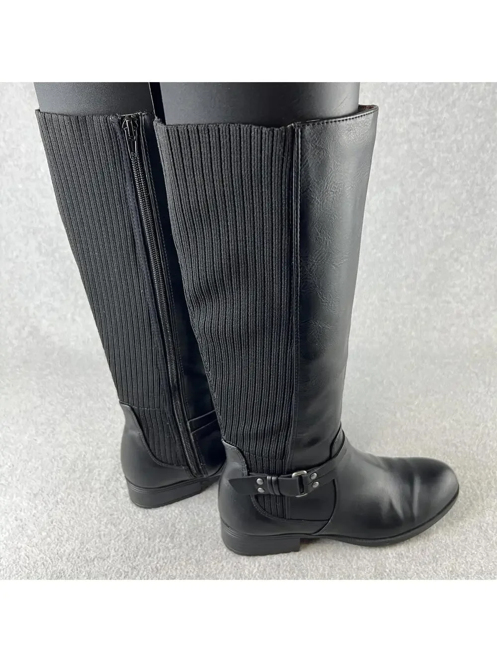 Women Boots Size 6.5 Life Stride Faux Leather Comfort Sole Black